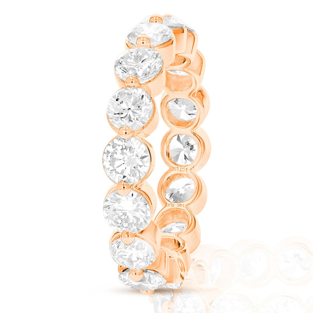 4 cttw Lab Grown Diamond Eternity Ring Wedding Band in 14K Rose Gold For Women