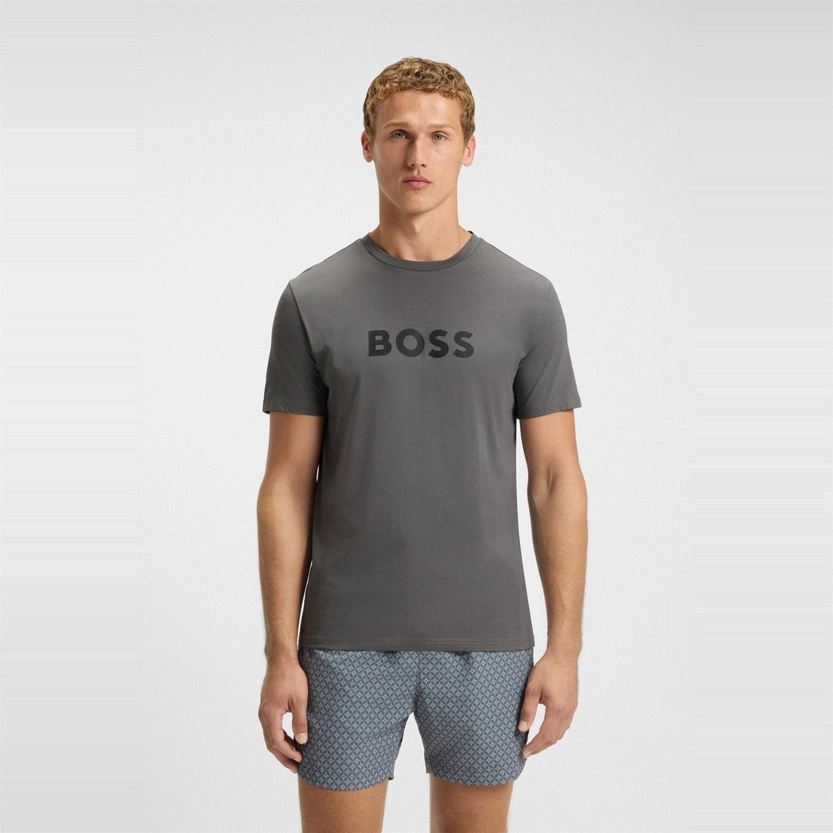 Boss Wordmark Printed Logo Crew Neck Short Sleeve T-Shirt