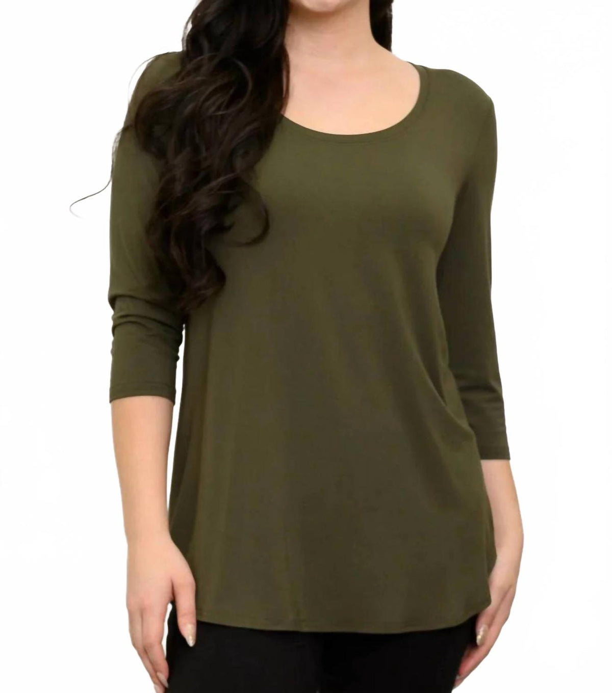 Women's Quarter Sleeve Bamboo Top In Khaki