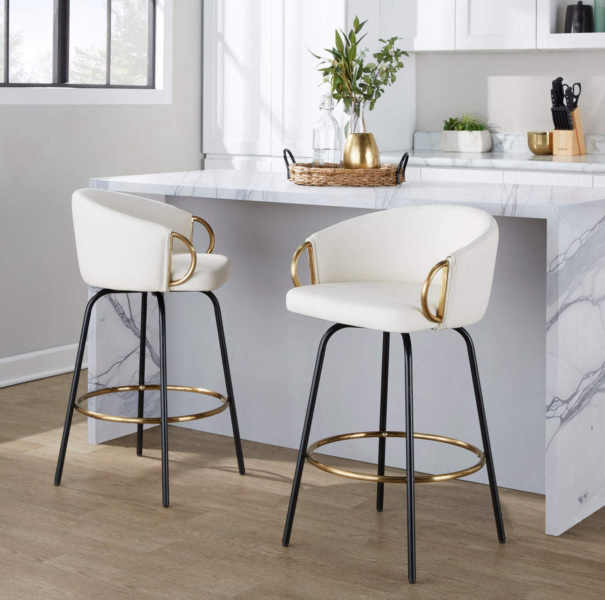 26-Inch Metal Frame Counter Chairs with Footrests