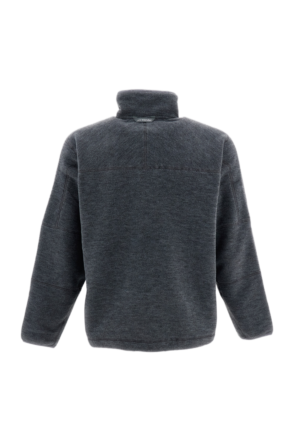 Grey Wool-Blend Fleece High-Neck Pullover
