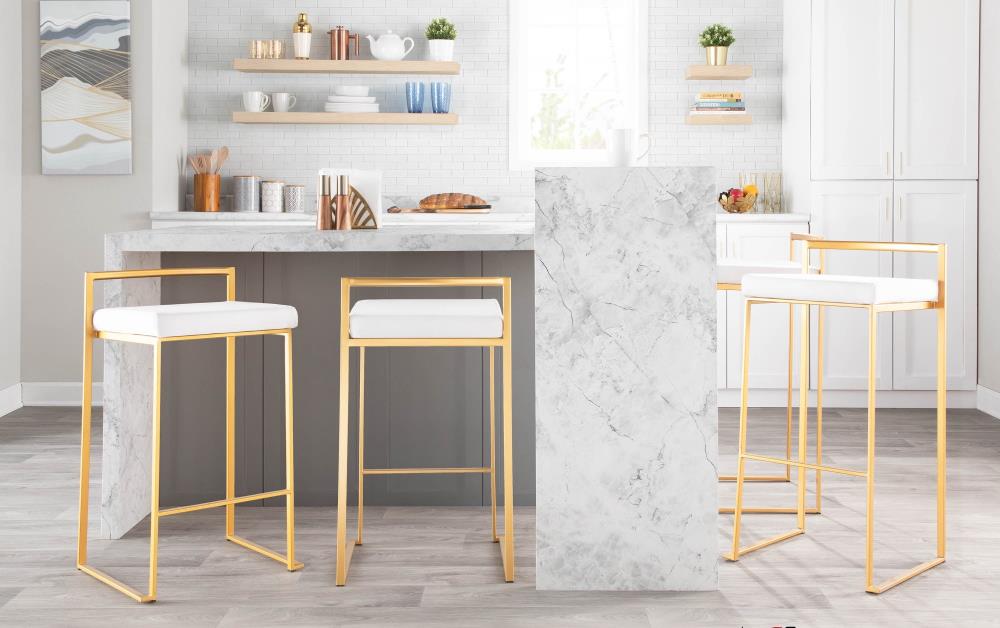 Velvet Upholstered Bar Stools with Padded Seats