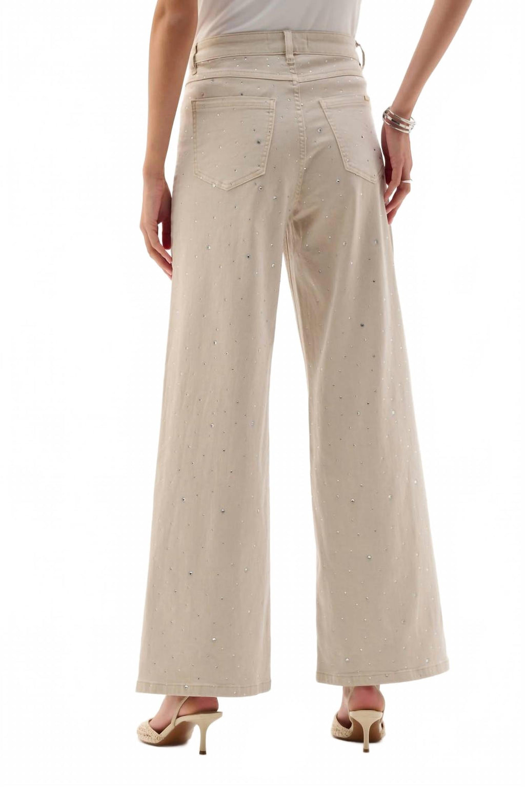 Rhinestone Wide Leg Jean In Moonstone