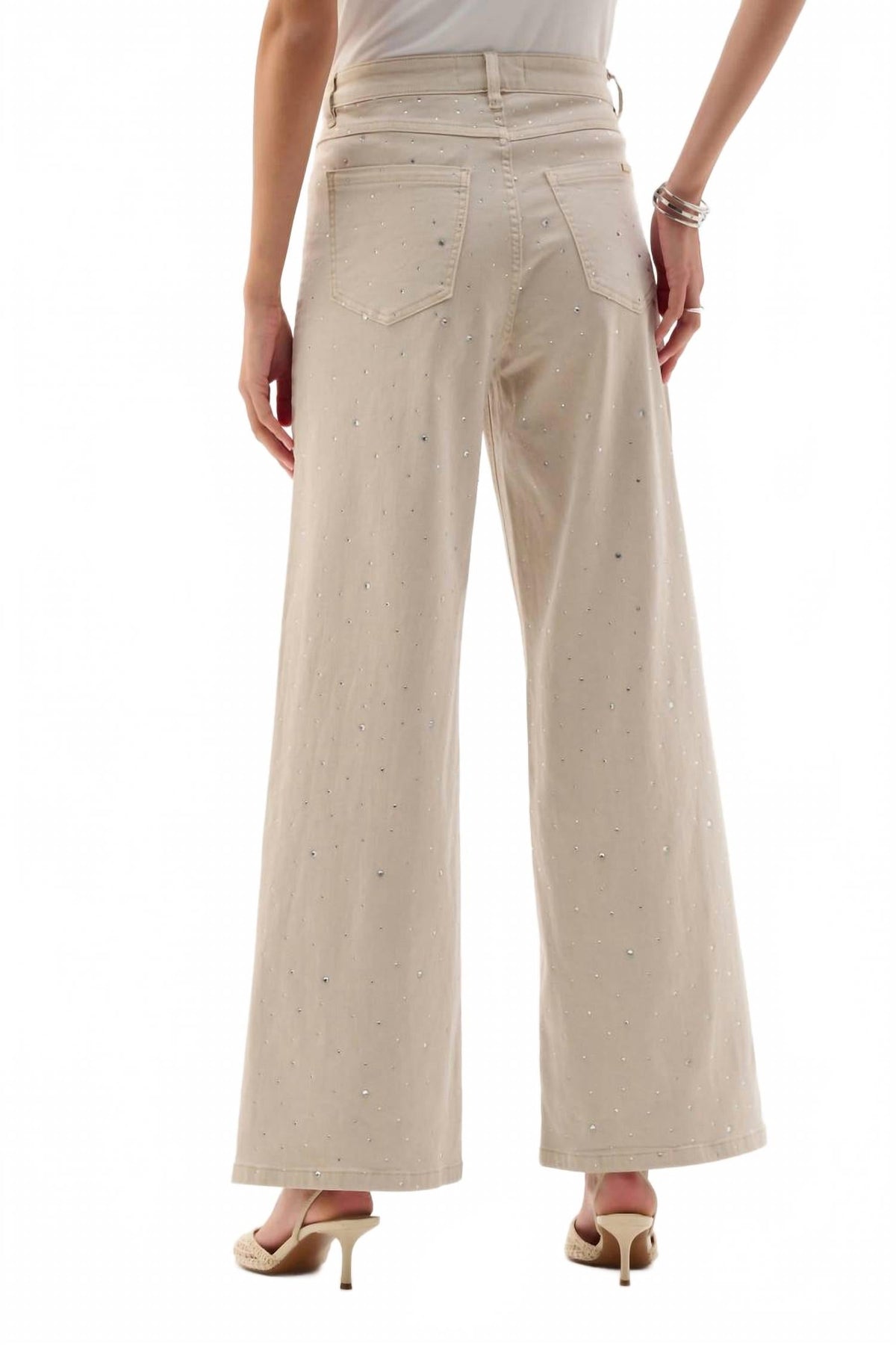 Rhinestone Wide Leg Jean In Moonstone