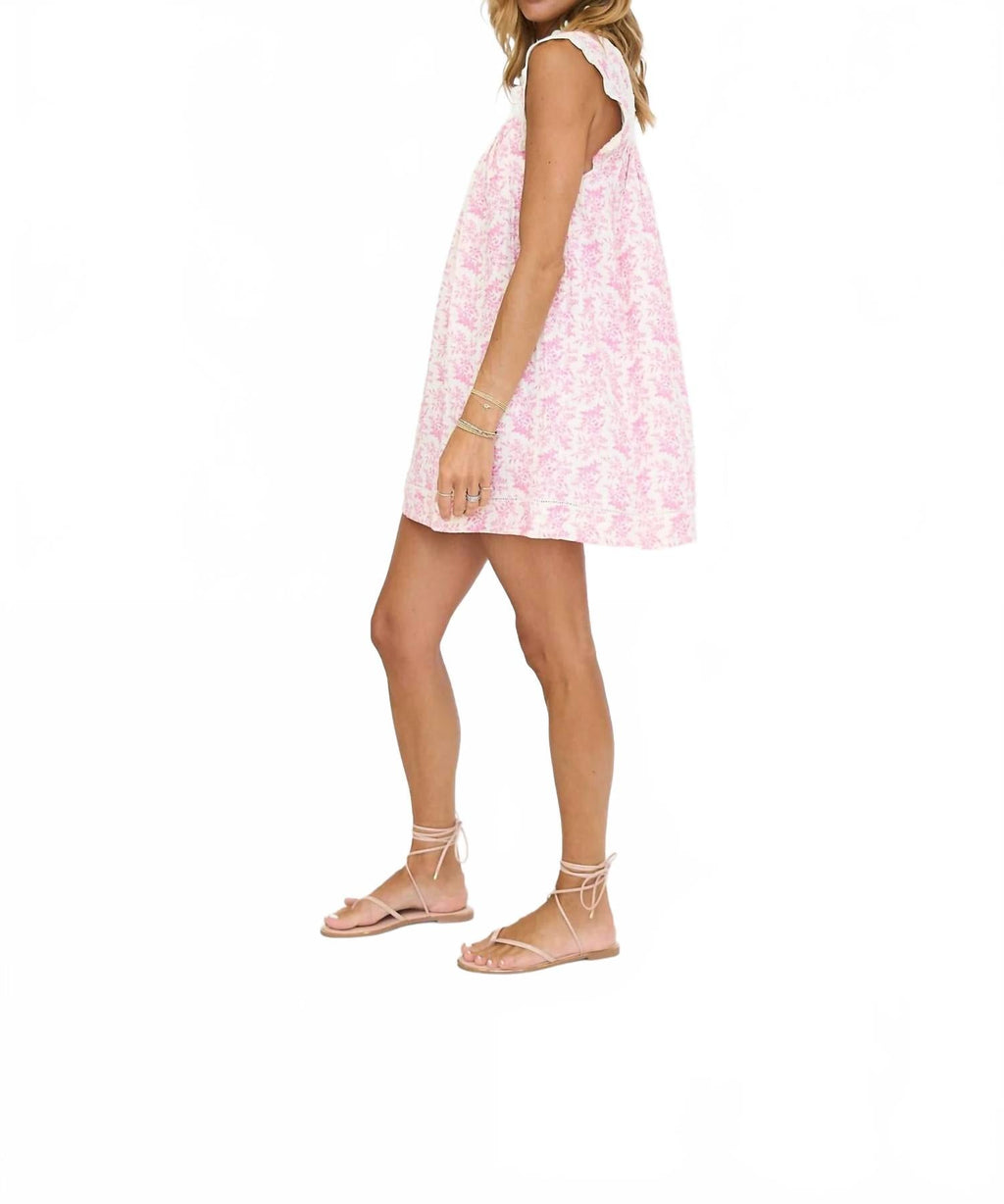 Selah Square-Neck Empire Mini Dress In Pink