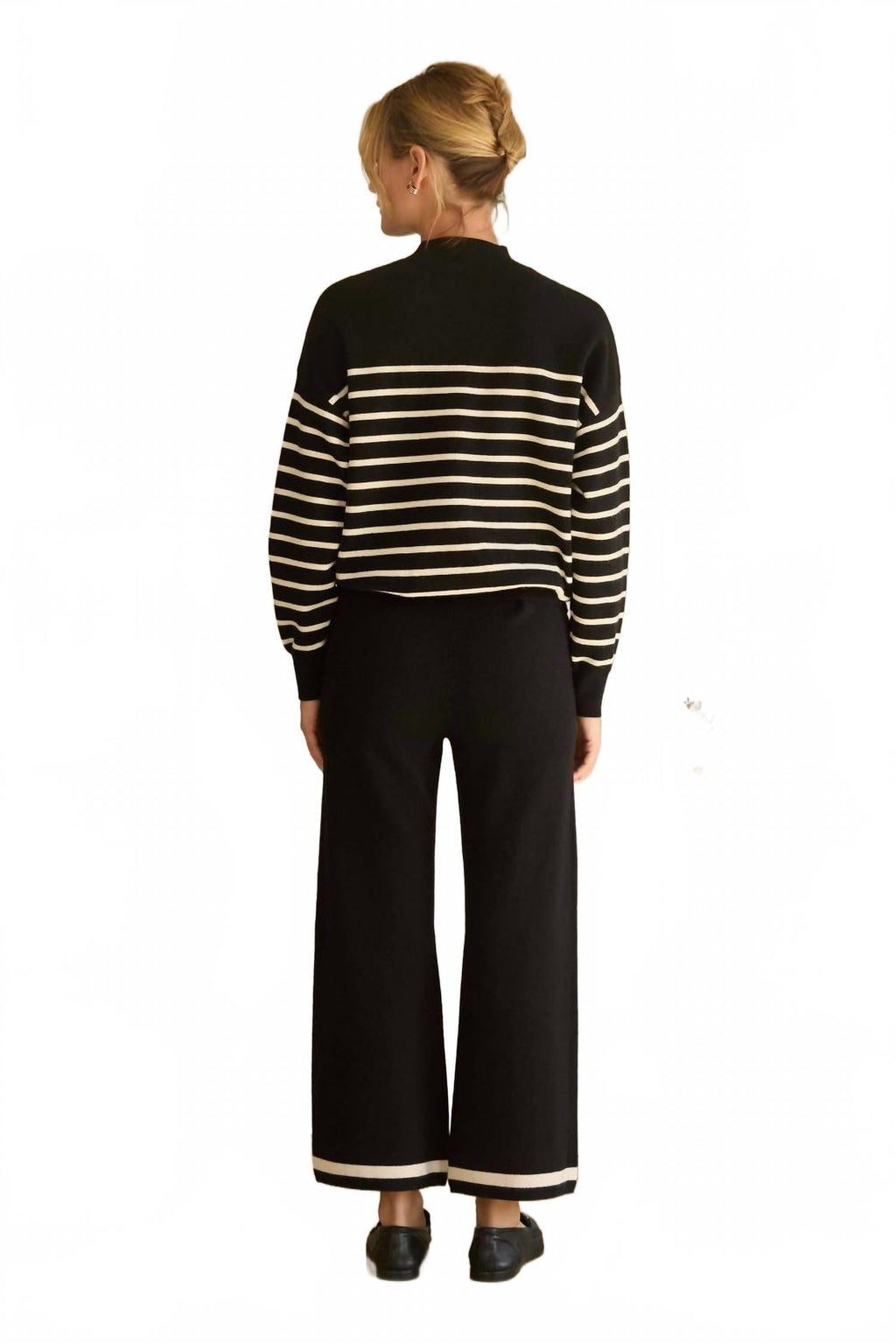 Knit Wide Leg Pants In Black