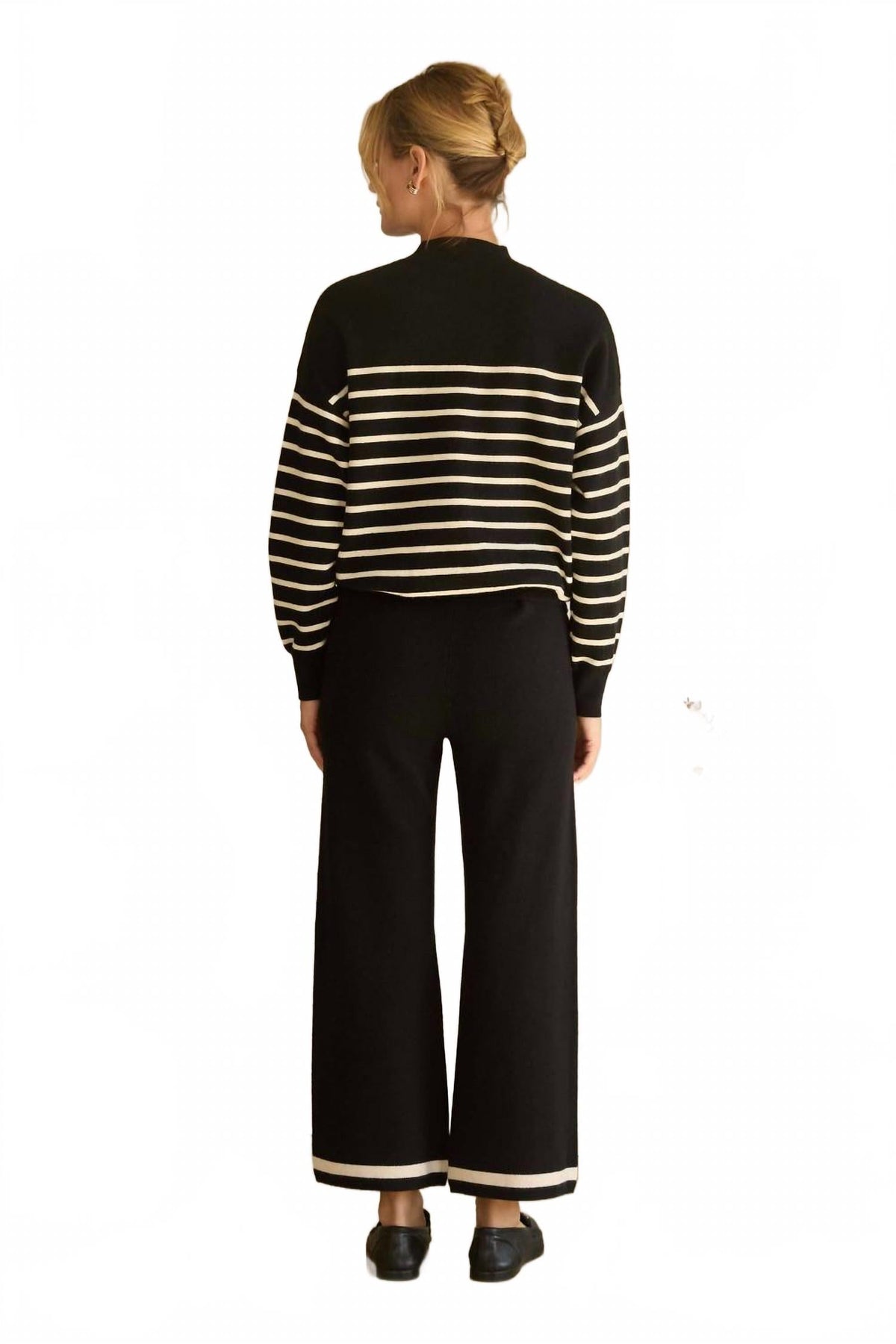 Knit Wide Leg Pants In Black