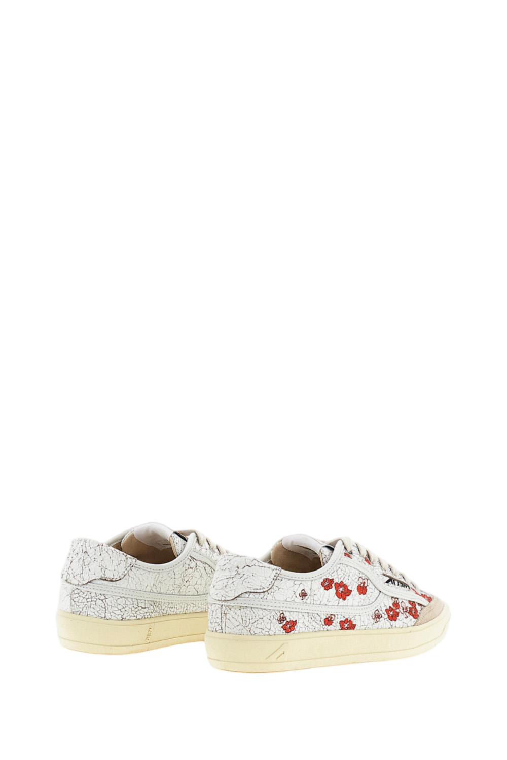 White Windscape Crackle Leather Low-Top Sneakers