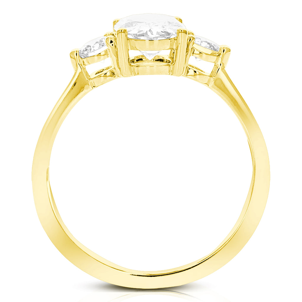 1.25 cttw Oval Lab Grown Diamond 3 Stone Engagement Ring in 14K Yellow Gold For Women