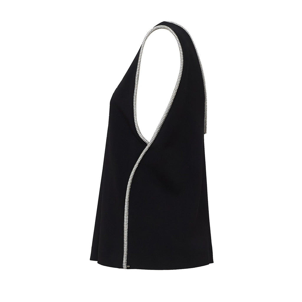 Viscose Cady Rhinestone Sleeveless Tank Top