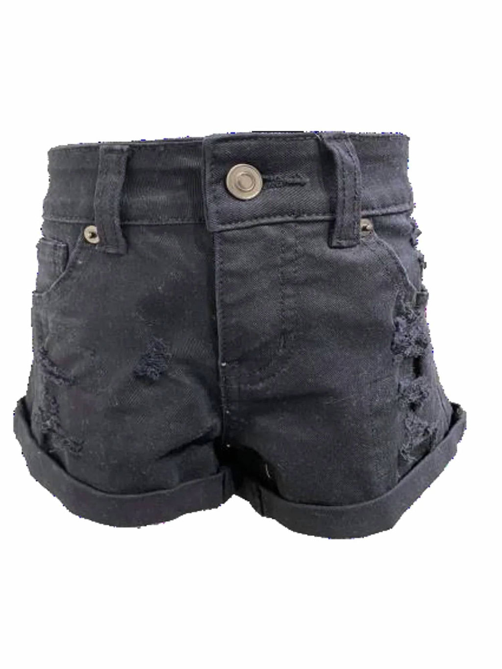 Girls Mineral Washed Denim Shorts In Black