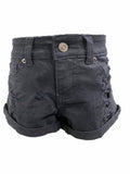 Girls Mineral Washed Denim Shorts In Black