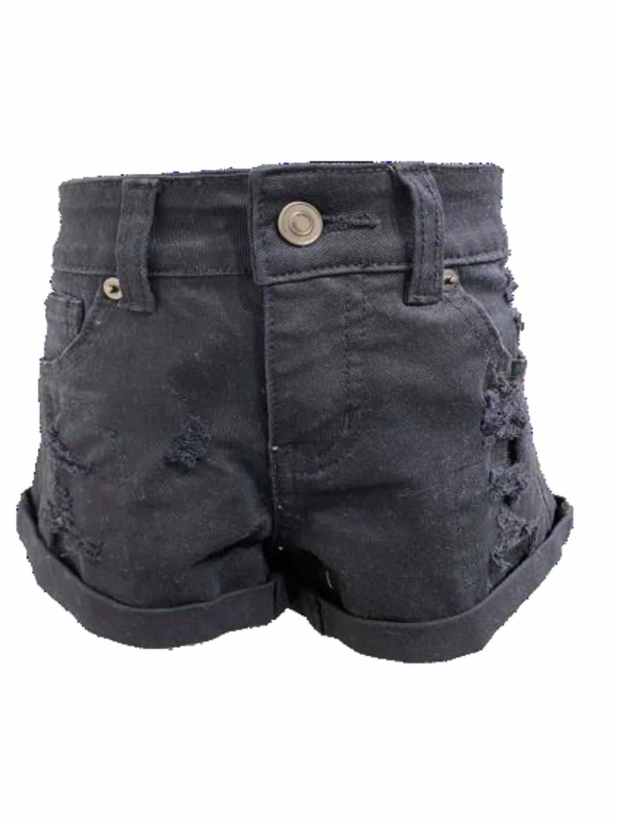 Girls Mineral Washed Denim Shorts In Black