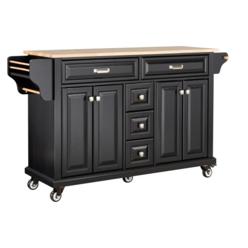 Kitchen Island with Rubberwood Countertop
