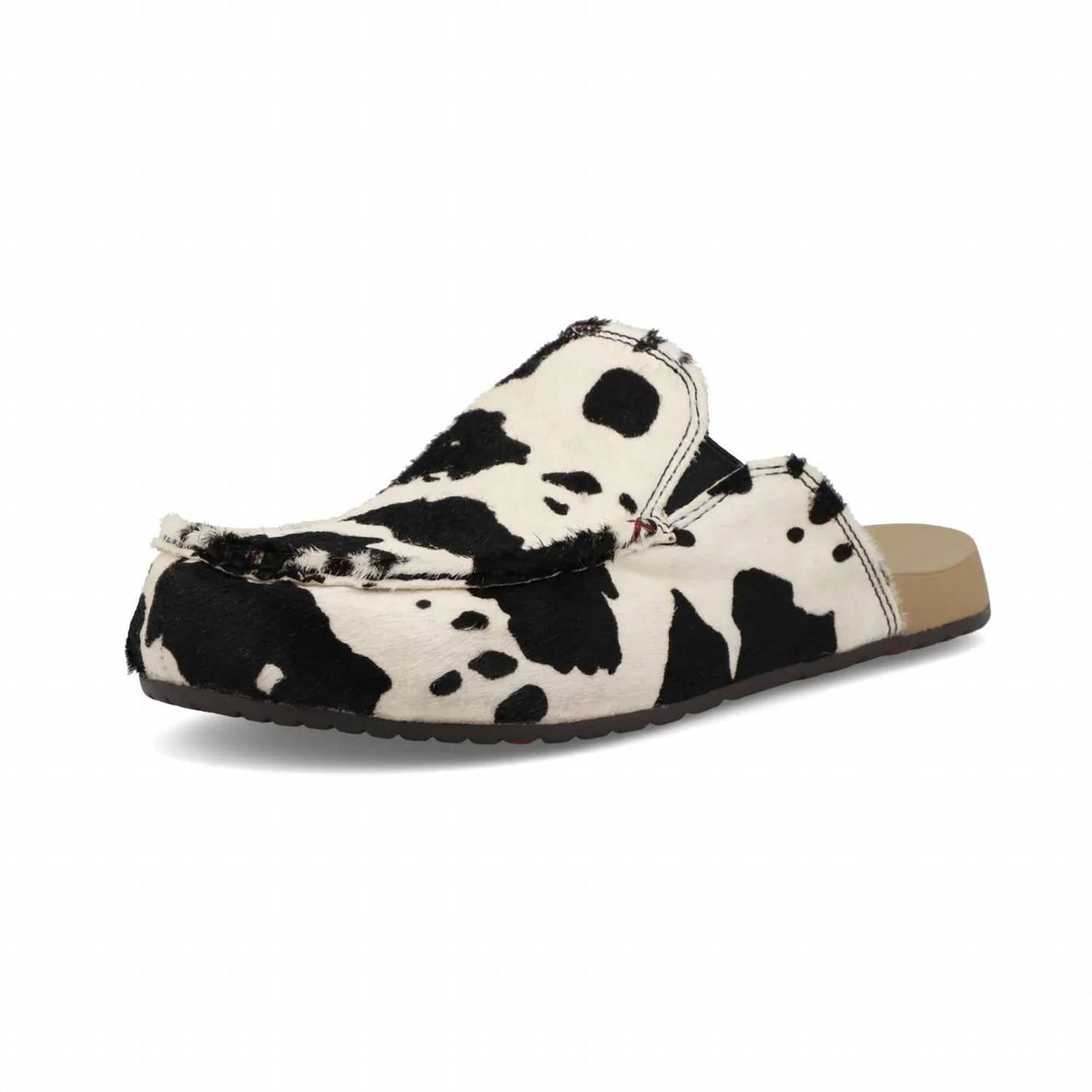 Women’s Cowhide Mules In Black/ White