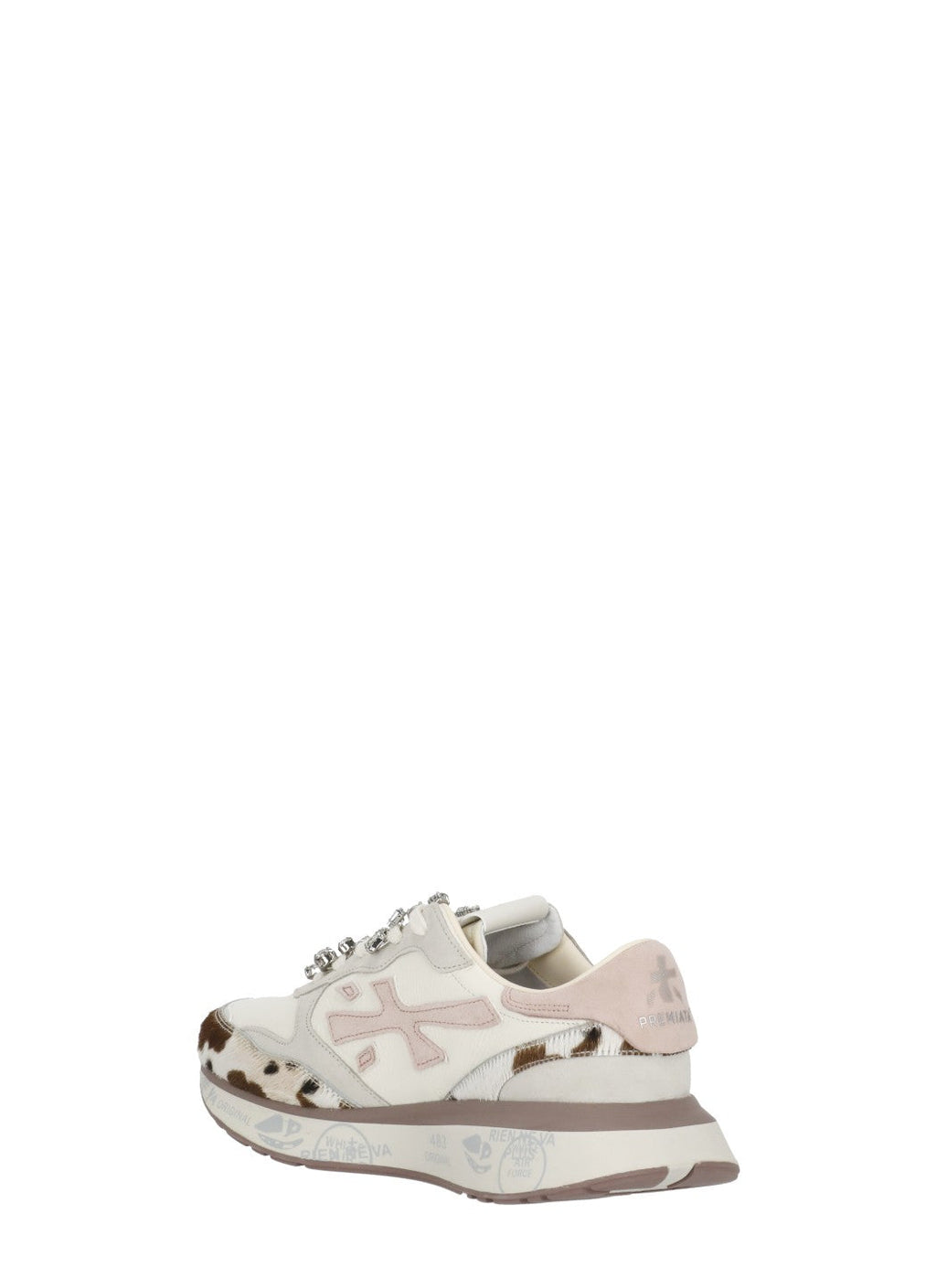 White Lauryn 8456k Crystal-Embellished Suede Leather Sneakers