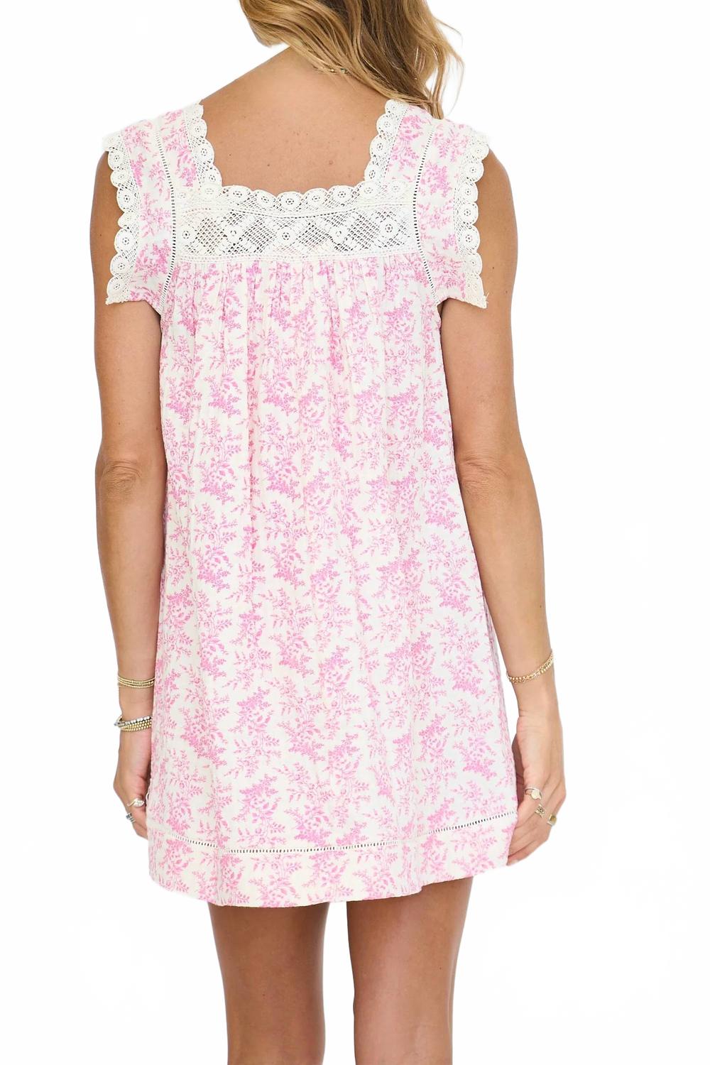 Selah Square-Neck Empire Mini Dress In Pink