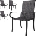 Modern Dining Chairs with Woven Backs and Sturdy Metal Frames