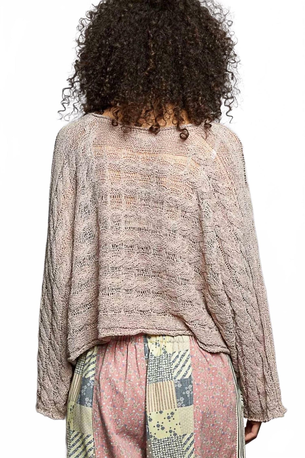 Twisted Cable Sweater In Beige
