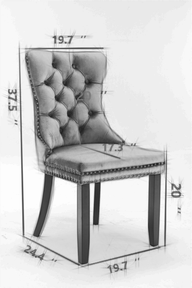 Set of 2 Velvet Dining Chairs with Tufted High Backs