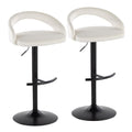 Set of 2 Modern Adjustable Bar Stools with Velvet Upholstery and Rounded T Footrests