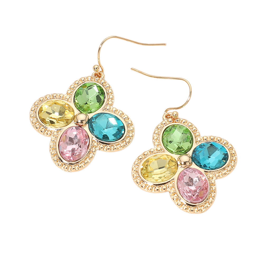 Four Leaf Clover Crystal Drop Earrings