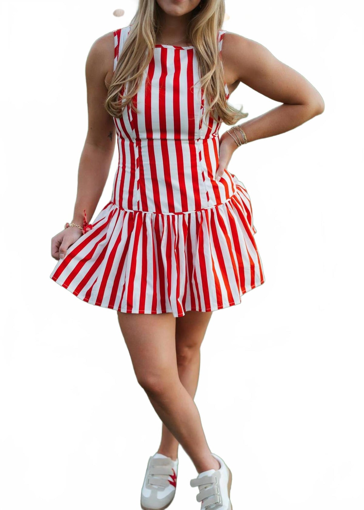 More Candy Please Mini Dress In White Red