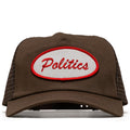 Politics Oval Trucker Hat - Brown