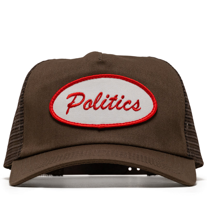 Politics Oval Trucker Hat - Brown